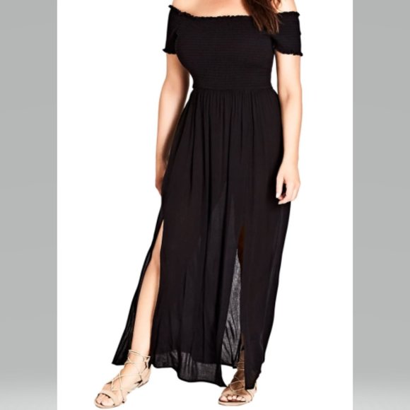 City Chic Dresses & Skirts - City Chic Smocked Off the Shoulder Maxi Dress NWT